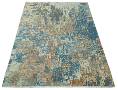 9x12 Fine Hand Knotted Brown Multicolor Modern Abstract Wool Area Rug | AGR34