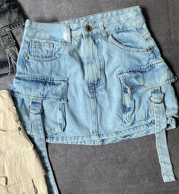 A-Line Denim Mini Skirt | Multi-Pocket Design for Stylish Utility 1