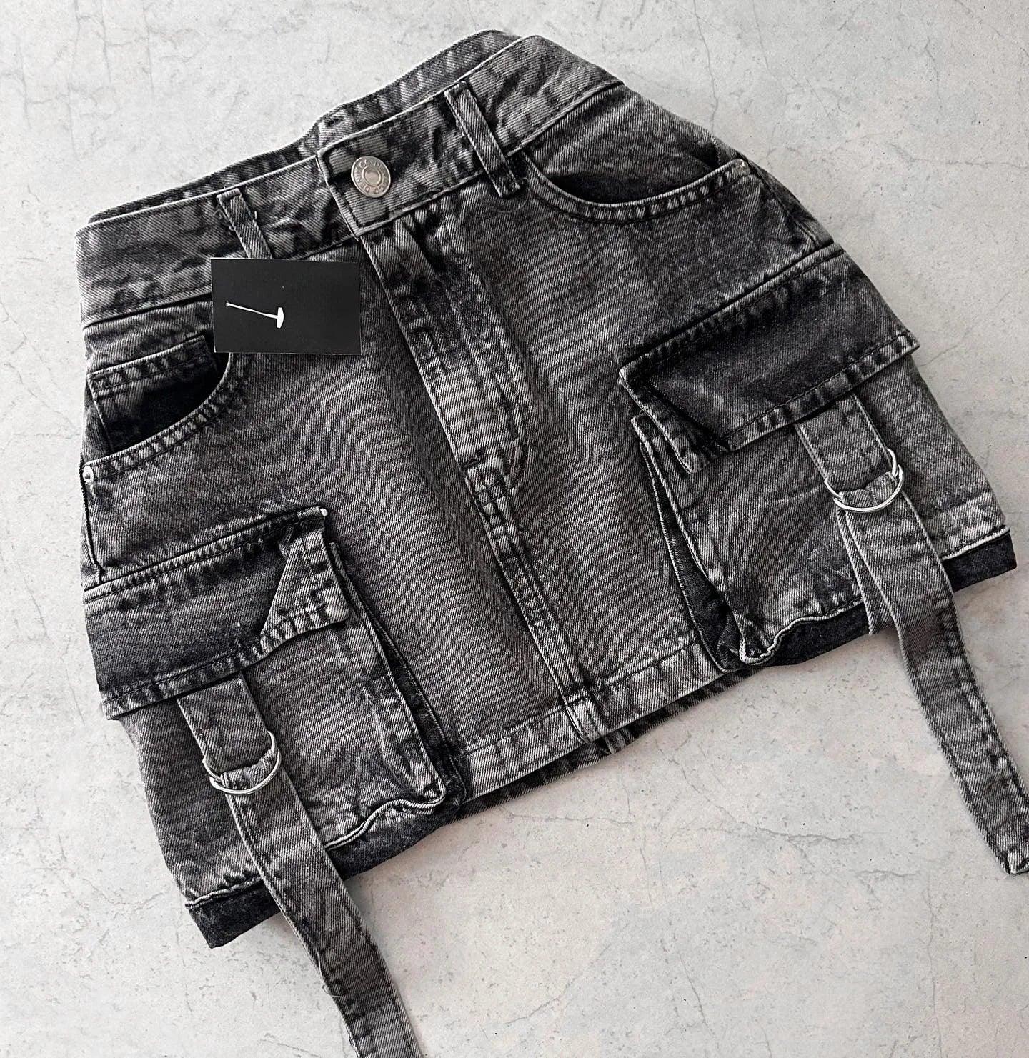 A-Line Denim Mini Skirt | Multi-Pocket Design for Stylish Utility 4