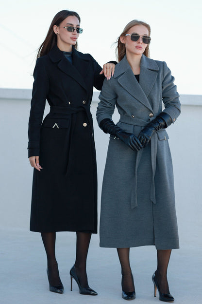 Manteau classique en mélange de cachemire Alaska en gris