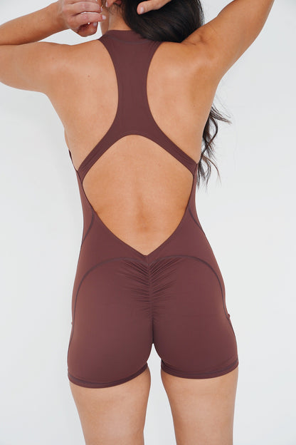 I am Limitless Zipper Bodysuit in Chocolate