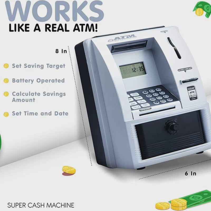 ATM Piggy Bank | Interactive Digital Money Box with Password and Coin Slot 2