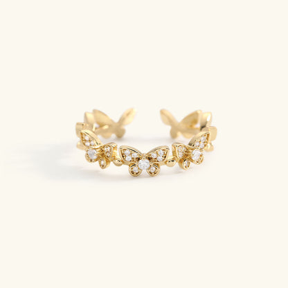 Adjustable Gold Butterfly Ring | Elegant 18k Gold Plated Design 0