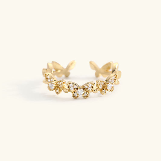 Adjustable Gold Butterfly Ring | Elegant 18k Gold Plated Design 0