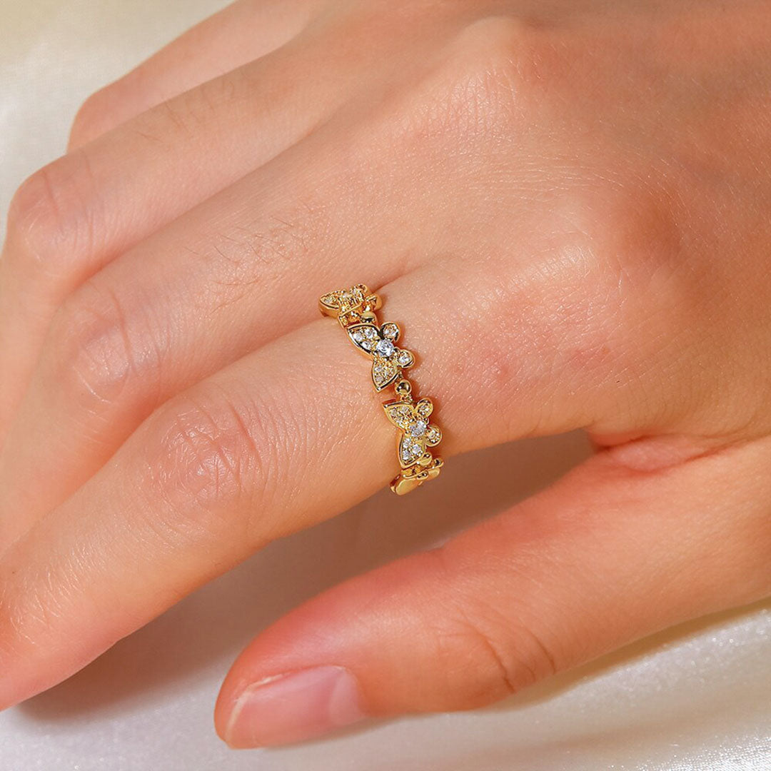 Adjustable Gold Butterfly Ring | Elegant 18k Gold Plated Design 2