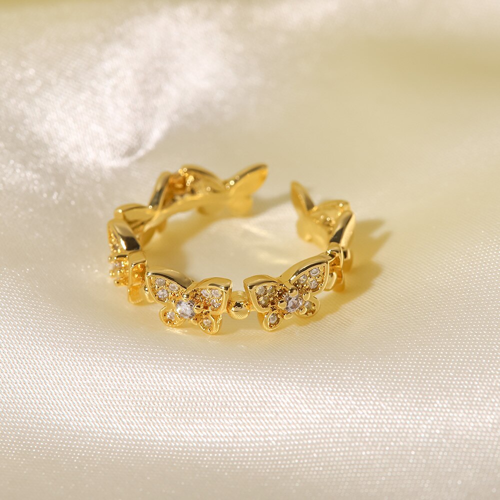 Adjustable Gold Butterfly Ring | Elegant 18k Gold Plated Design 5