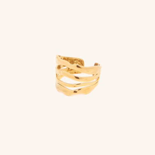 Adjustable Open-Ended Gold Ring | Durable Stainless Steel with 18k Gold Plating 0