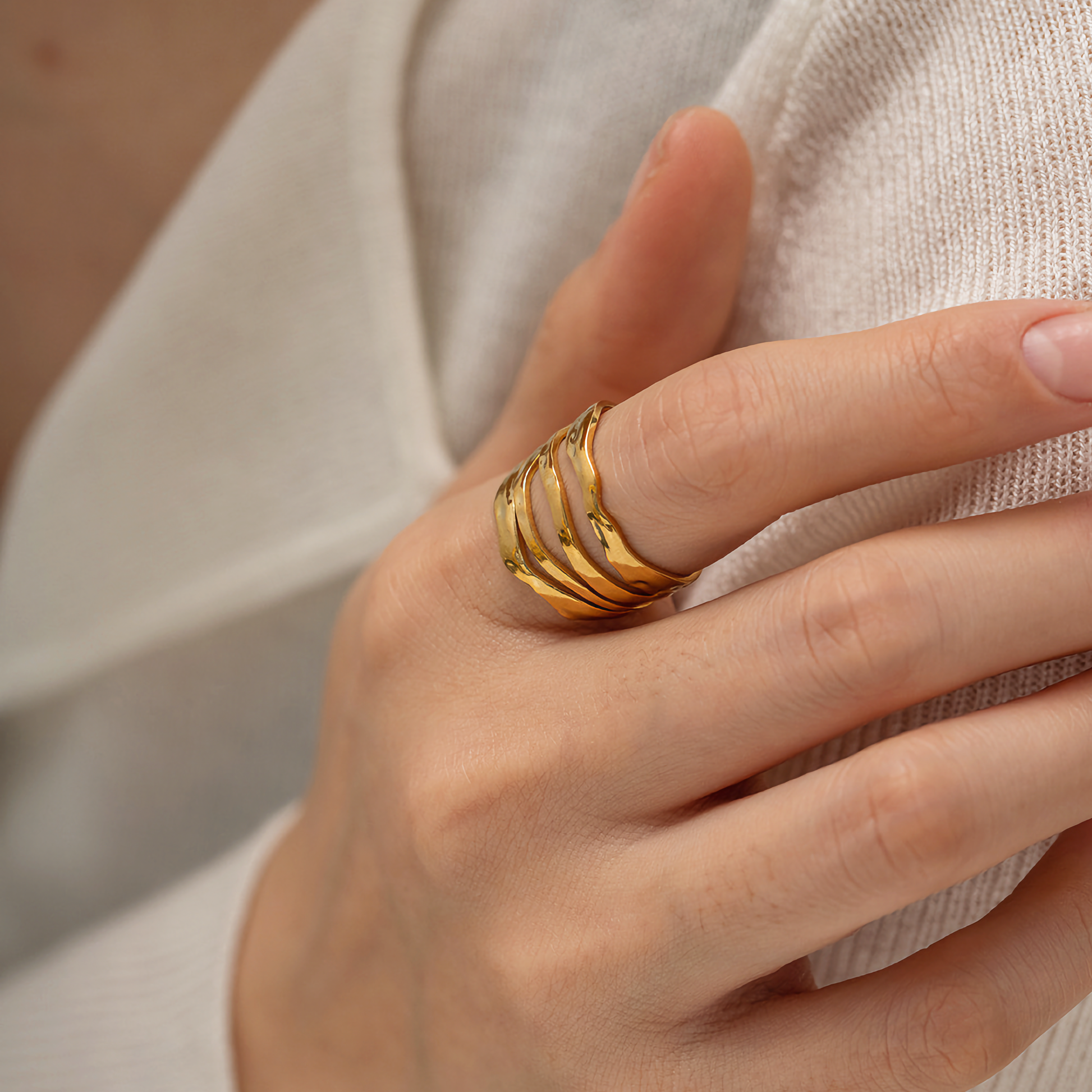 Adjustable Open-Ended Gold Ring | Durable Stainless Steel with 18k Gold Plating 1