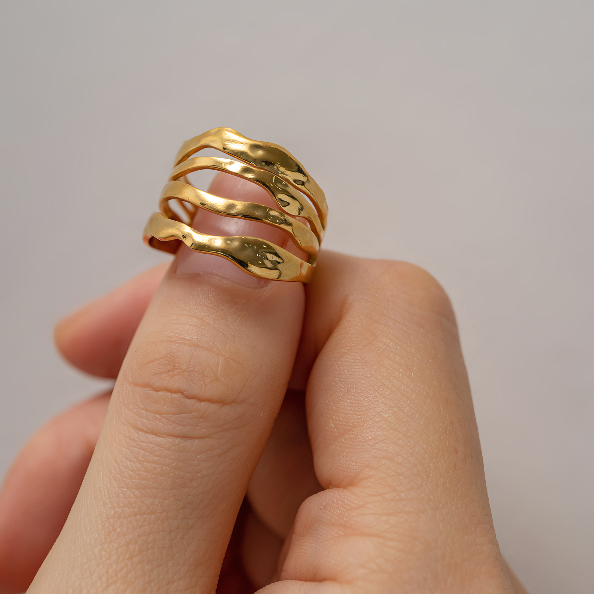 Adjustable Open-Ended Gold Ring | Durable Stainless Steel with 18k Gold Plating 2