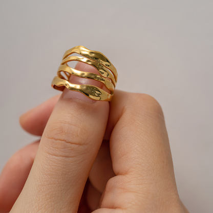 Adjustable Open-Ended Gold Ring | Durable Stainless Steel with 18k Gold Plating 2