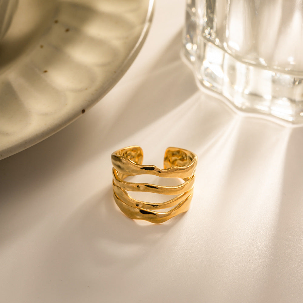 Adjustable Open-Ended Gold Ring | Durable Stainless Steel with 18k Gold Plating 4