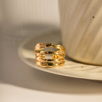 Adjustable Open-Ended Gold Ring | Durable Stainless Steel with 18k Gold Plating 5