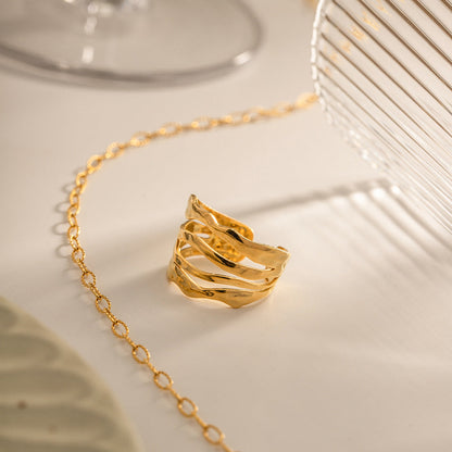 Adjustable Open-Ended Gold Ring | Durable Stainless Steel with 18k Gold Plating 6