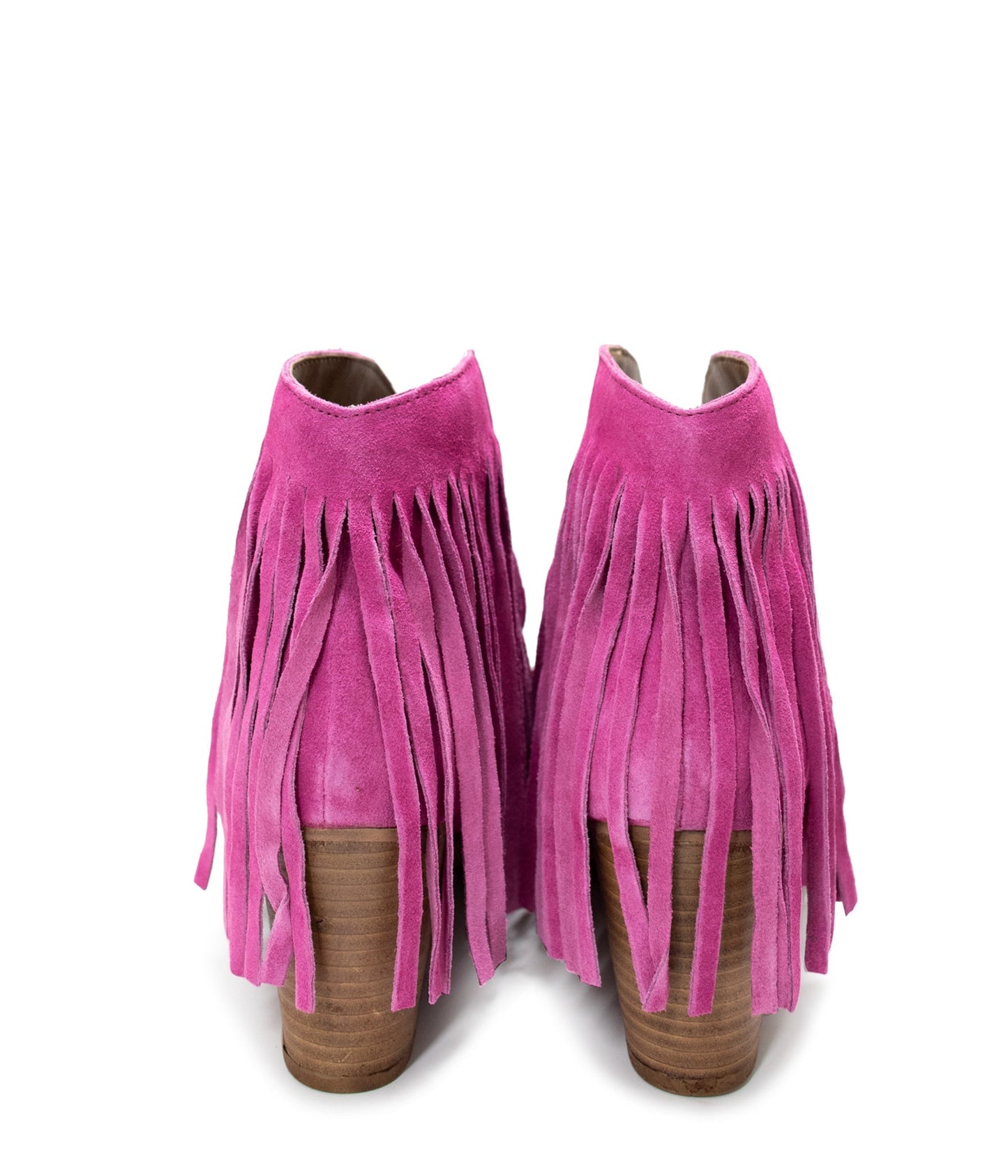 Botki Amos Fringe na kostkę zamszowe w kolorze magenta
