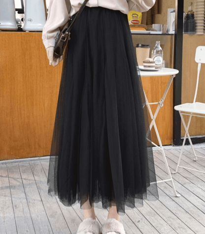 Ankle Length Women's Tulle Skirt | Layered Mesh for Elegant Flow 0