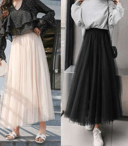 Ankle Length Women's Tulle Skirt | Layered Mesh for Elegant Flow 2