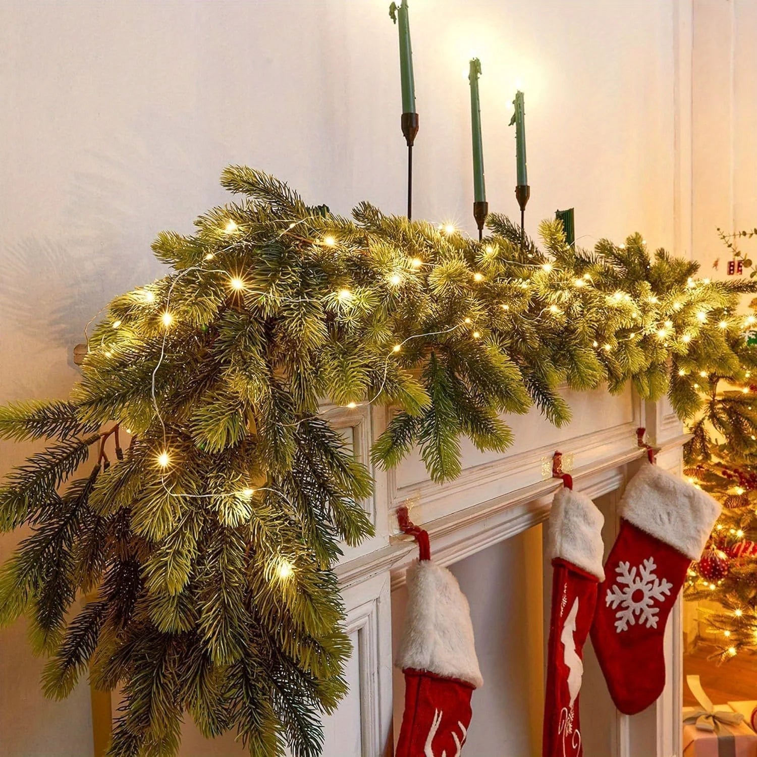 Artificial Pine Garland | 74.8 Inch with Battery-Operated LED Lighting 4