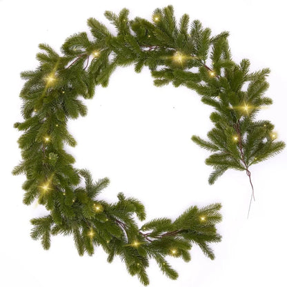 Artificial Pine Garland | 74.8 Inch with Battery-Operated LED Lighting 5