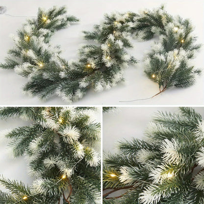 Artificial Pine Garland | 74.8 Inch with Battery-Operated LED Lighting 6