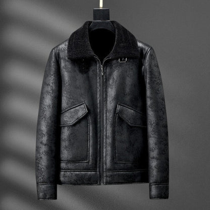 Aviator Jacket | Premium Aged Eco-Leather with Plush Shearling Collar 0
