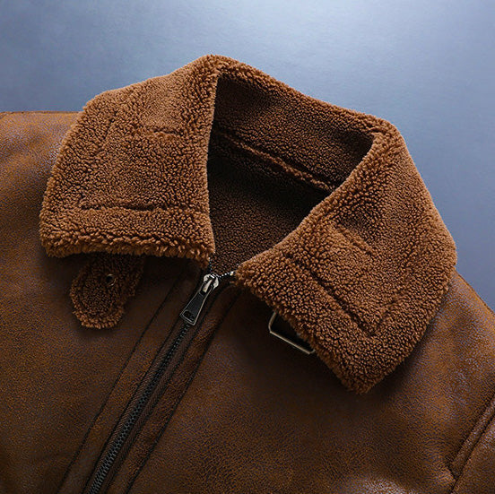 Aviator Jacket | Premium Aged Eco-Leather with Plush Shearling Collar 3
