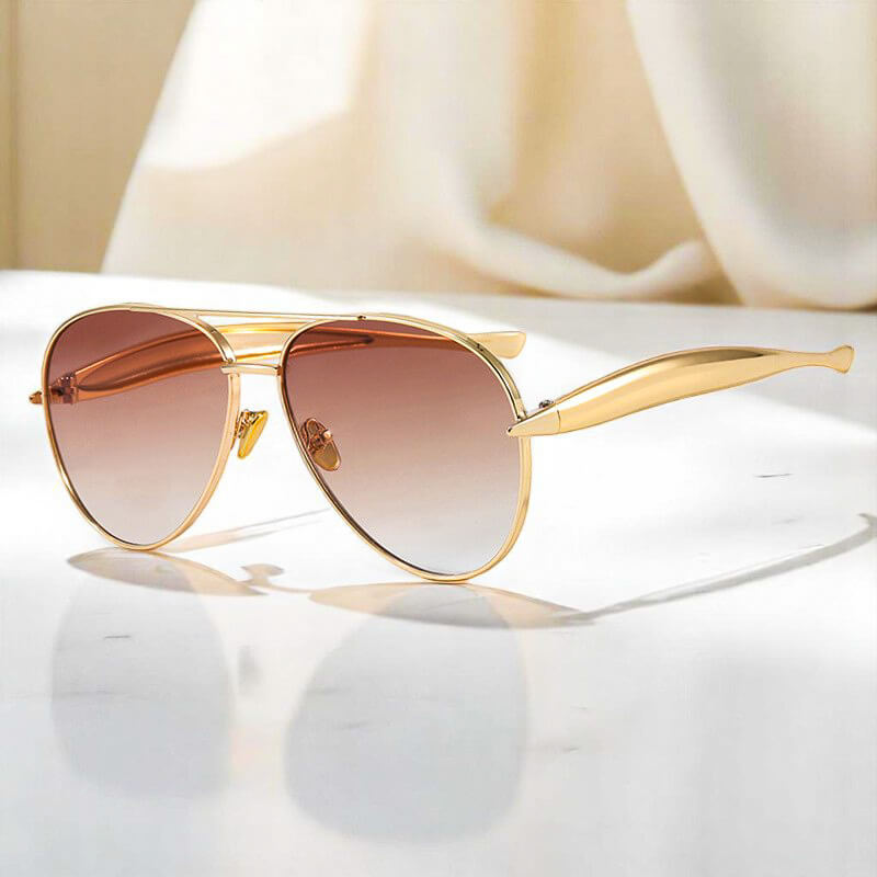 Aviator Sunglasses | Gold-Tone Metal Frames with UV 400 Polarized Lenses 0