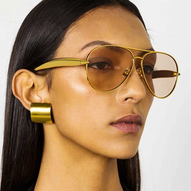 Aviator Sunglasses | Gold-Tone Metal Frames with UV 400 Polarized Lenses 1