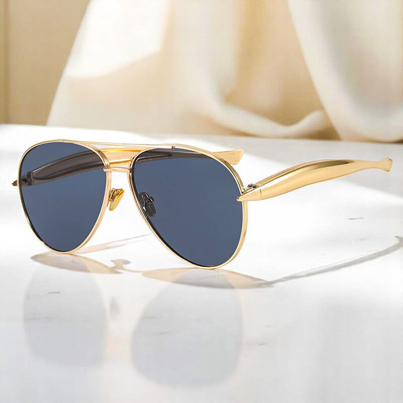 Aviator Sunglasses | Gold-Tone Metal Frames with UV 400 Polarized Lenses 4
