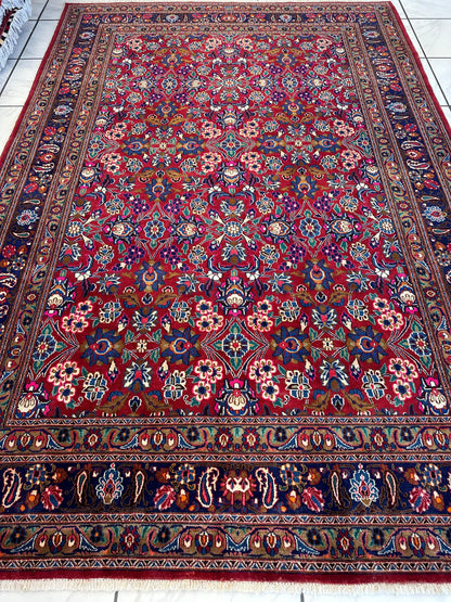 Persian Mashhad I Fine Allover Rug Wool 7 x 10