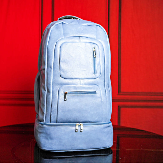 Baby Blue Leather Patented Carry-On Backpack
