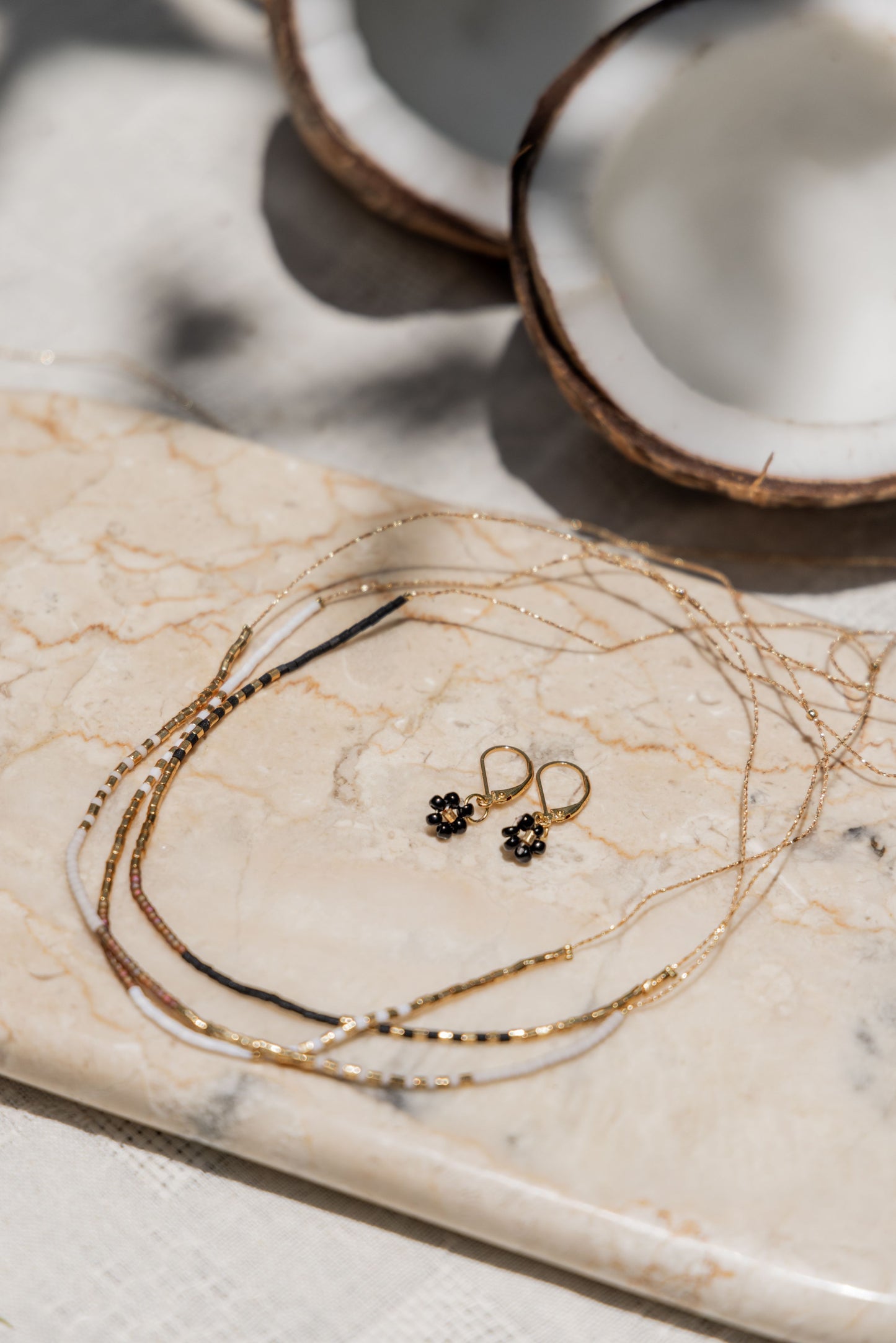 Gold Beaded Necklace and Bracelet Set