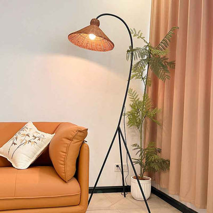 Bamboo Floor Lamp | Elegant Design with Sculptural Iron Base 1