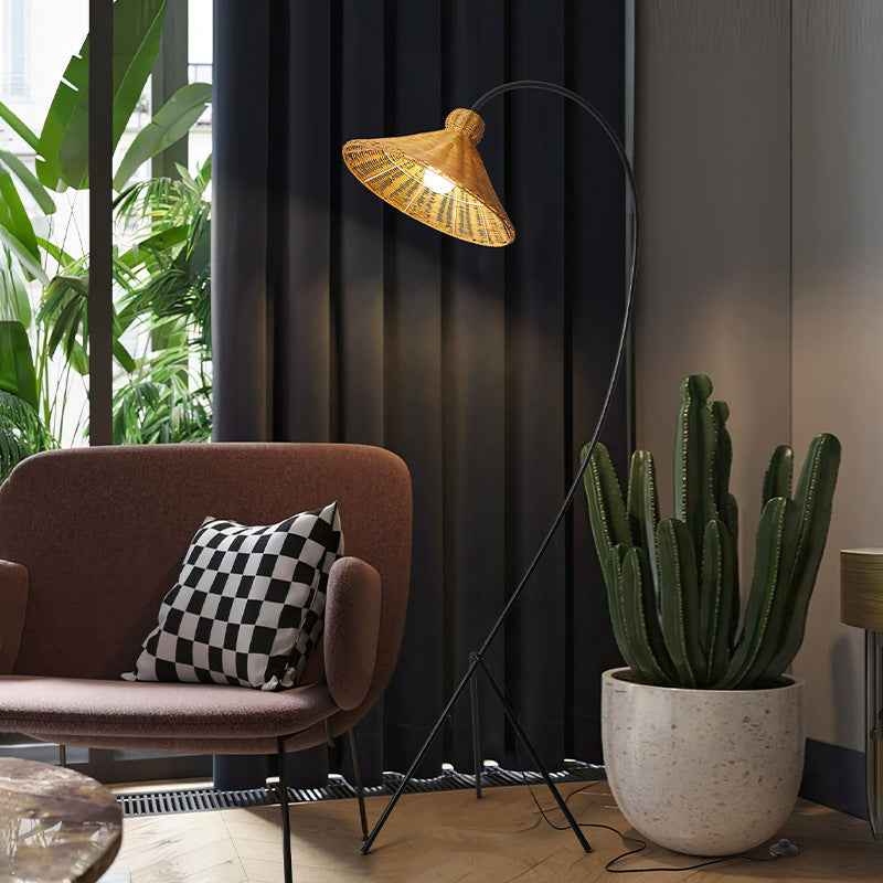 Bamboo Floor Lamp | Elegant Design with Sculptural Iron Base 2