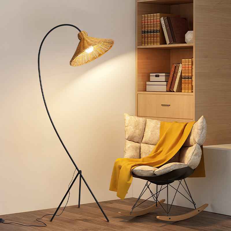 Bamboo Floor Lamp | Elegant Design with Sculptural Iron Base 3