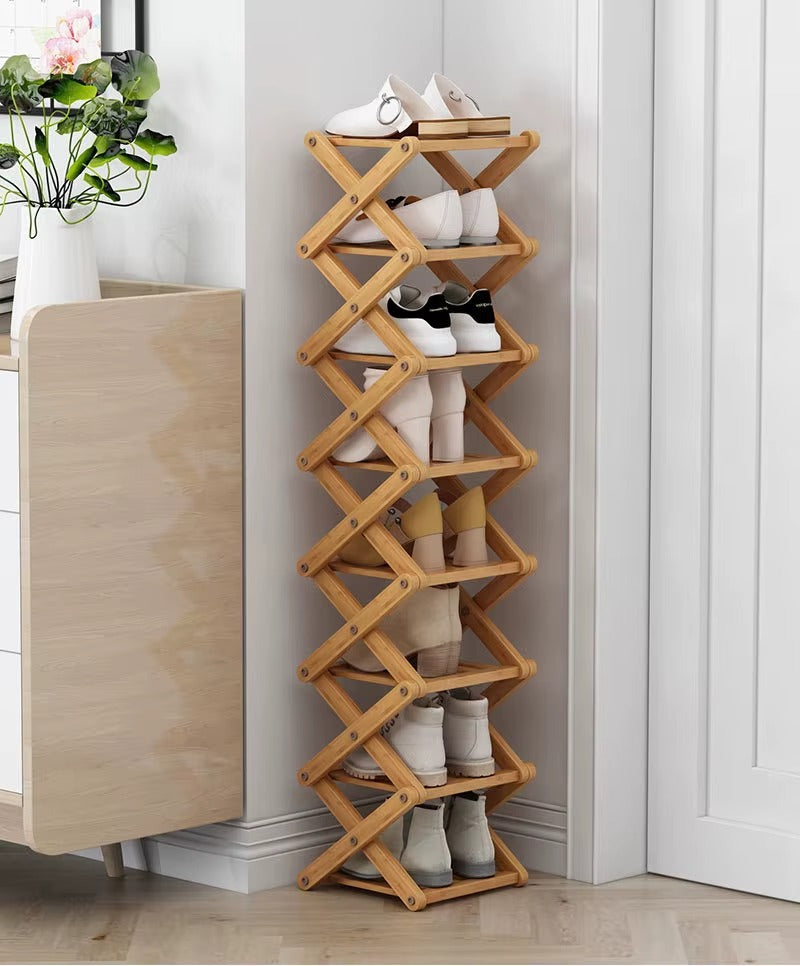 Bamboo Tiered Storage Rack | Foldable Design with Eco-Friendly Material | Space-Saving Organizer for Home Decor 1