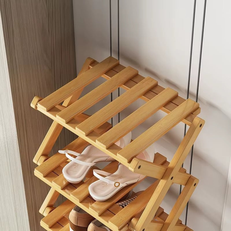 Bamboo Tiered Storage Rack | Foldable Design with Eco-Friendly Material | Space-Saving Organizer for Home Decor 5