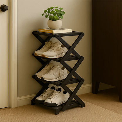 Bamboo Tiered Storage Rack | Foldable Design with Eco-Friendly Material | Space-Saving Organizer for Home Decor 6