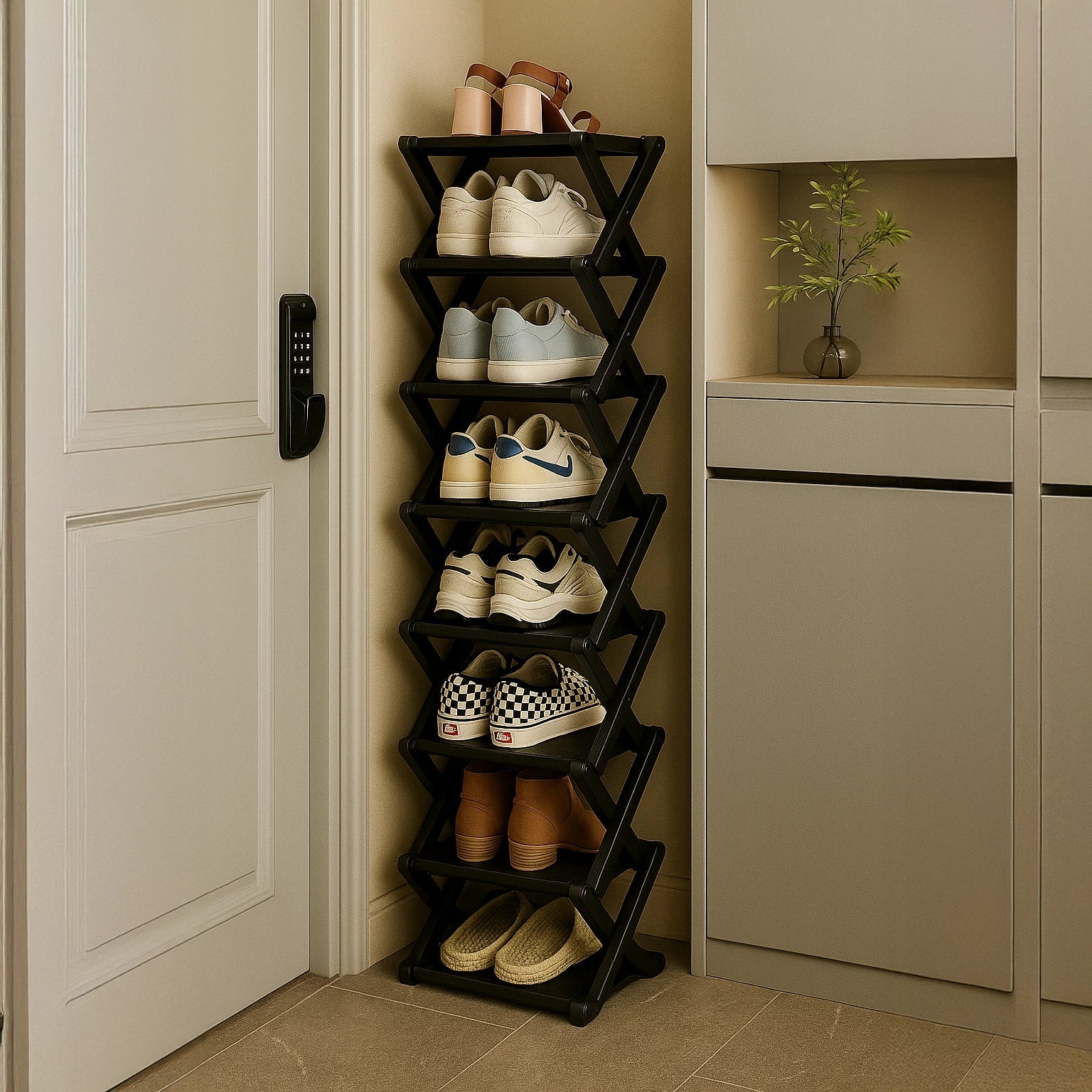 Bamboo Tiered Storage Rack | Foldable Design with Eco-Friendly Material | Space-Saving Organizer for Home Decor 8