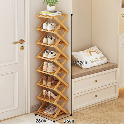 Bamboo Tiered Storage Rack | Foldable Design with Eco-Friendly Material | Space-Saving Organizer for Home Decor 9
