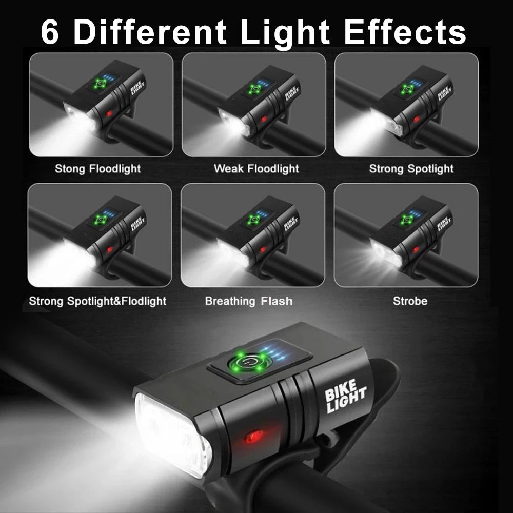 Bicycle Light Set | 1500 Lumens USB Rechargeable Headlight & Rear Light with 6 Modes for Night Riding Safety 3