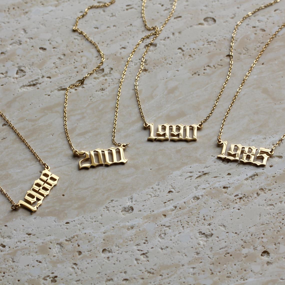 Birth Year Necklace | Adjustable 18K Plated Stainless Steel Design 3