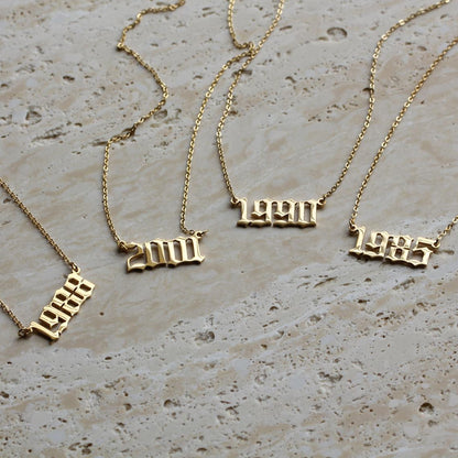 Birth Year Necklace | Adjustable 18K Plated Stainless Steel Design 3