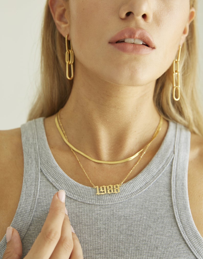 Birth Year Necklace | Adjustable 18K Plated Stainless Steel Design 4