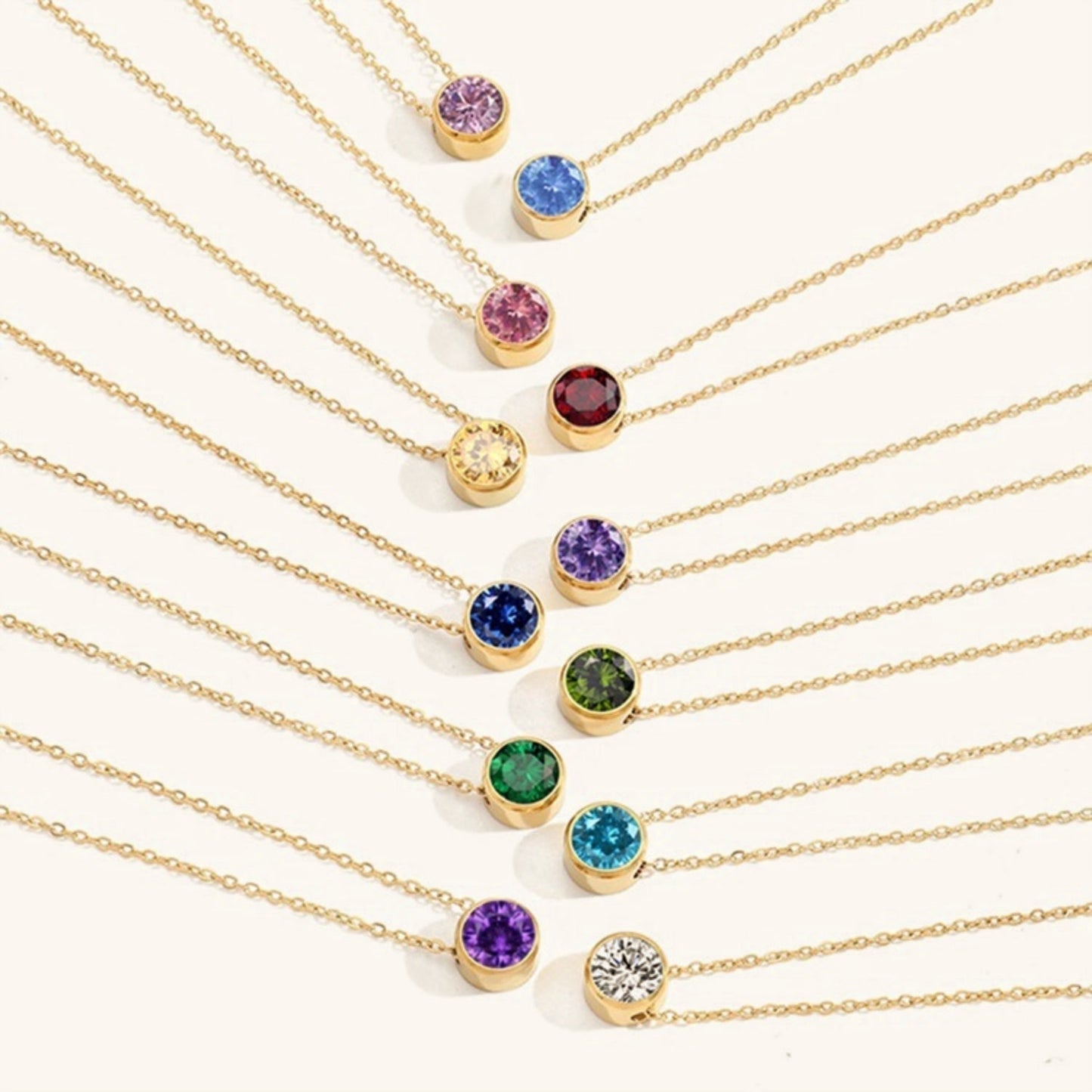 Birthstone Necklace | Personalized Gold Pendant with Gemstone 6