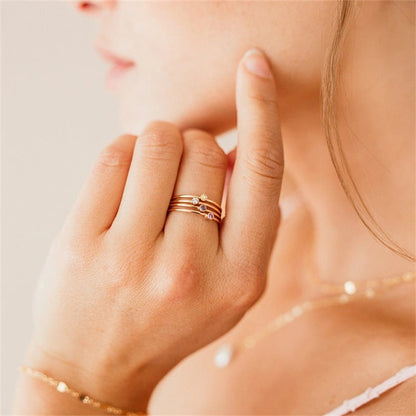 Birthstone Stacker Ring | Customizable 14k Gold-Plated Elegance 1