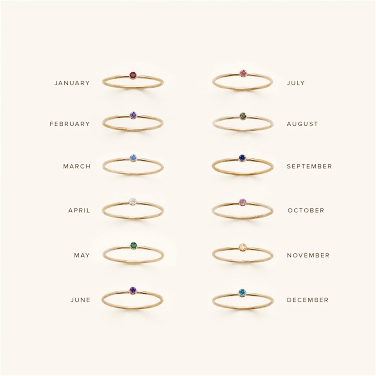 Birthstone Stacker Ring | Customizable 14k Gold-Plated Elegance 4