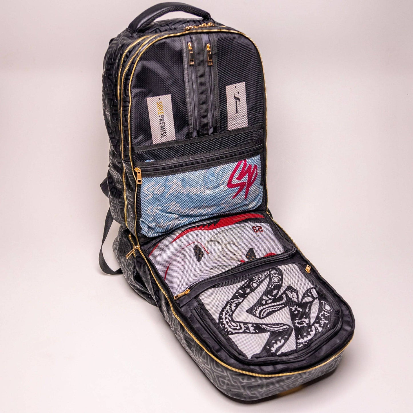 Zwarte Monogram Leren Gepatenteerde Handbagage Rugzak