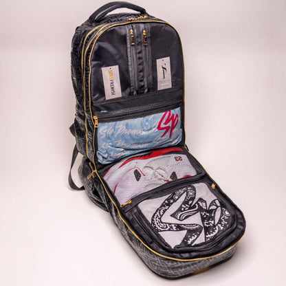 Zwarte Monogram Leren Gepatenteerde Handbagage Rugzak