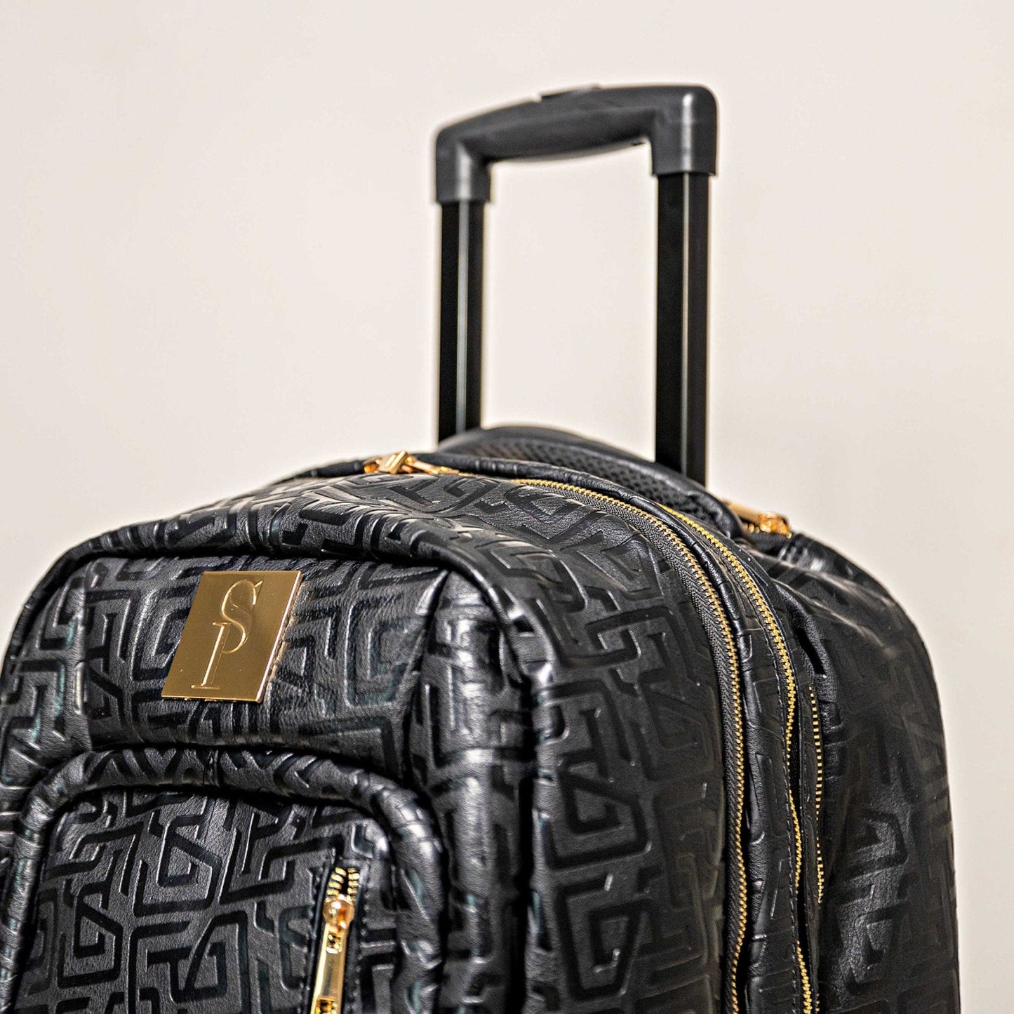 Black Monogram Leather Carry-On Roller Bag