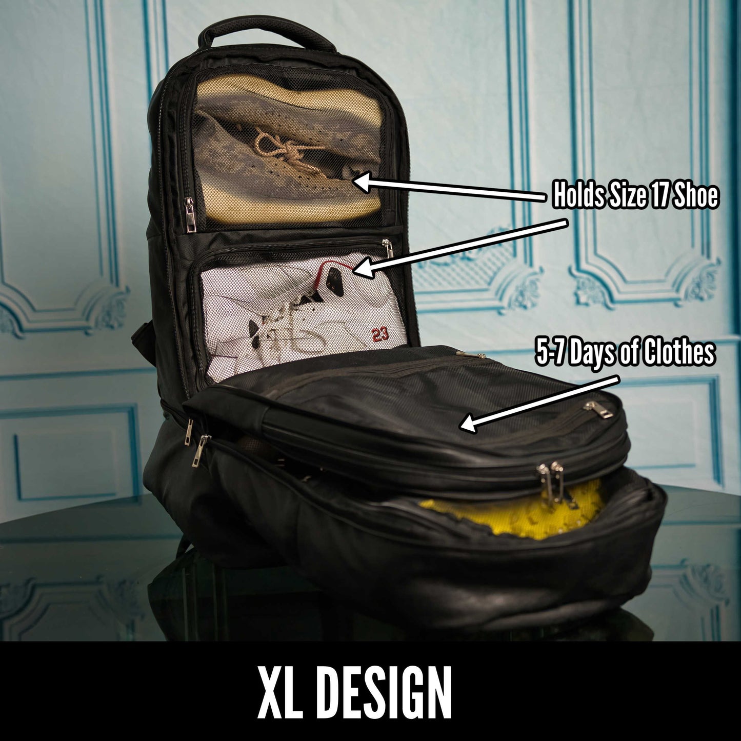 Black Leather Patented Carry-on Bag (XL Design)